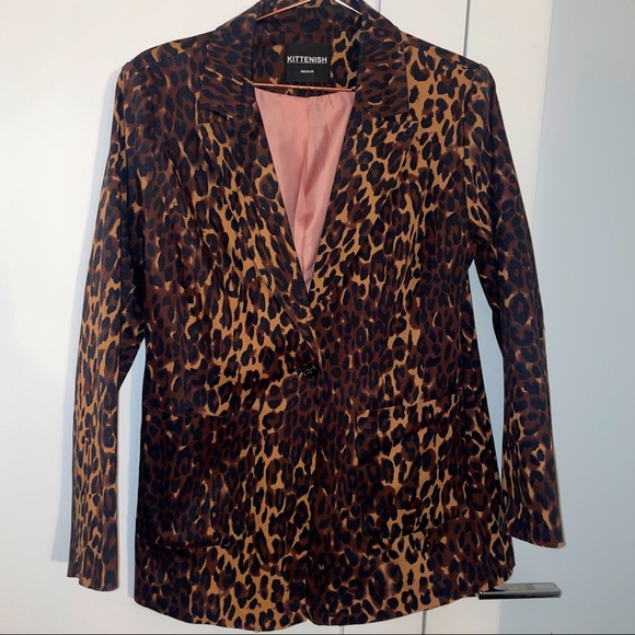 KITTENISH LEOPARD PRINT SINGLE BUTTON JACKET SZ MEDIUM - Picture 1 of 5